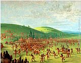 George Catlin Canvas Paintings - Indian Ball Game